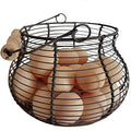 LINCOUNTRY. Farmhouse Wire Egg Baskets for Gathering Fresh Egg With Handle | Famhouse vintage rustic Round Metal Chicken Egg Collecting Basket Countertop Holder Vintage Style for Kitchen