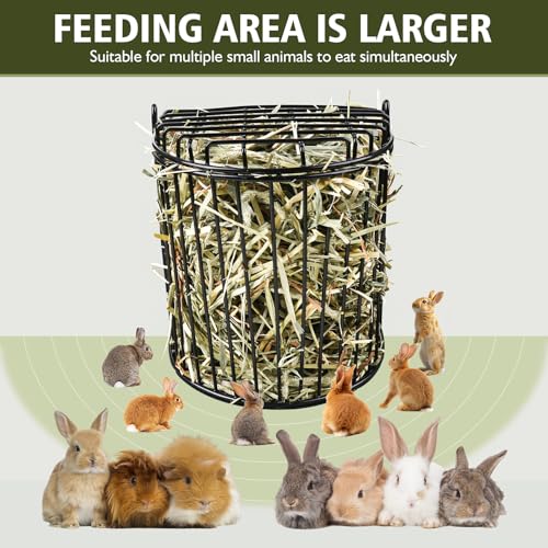 Bunny Hay Feeder, Semicircular Space-Saving Design, Black | Lid Design Helps Keep Hay Clean, Metal Frame Hay Rack for Rabbits, Guinea Pigs, Bunny, Chinchillas & Small Animals - size: Semicircular feeder