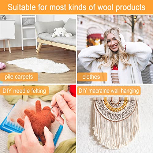 Carpet Rake Sheepskin Wool Brush, Wood, 1PCS - color: Wood