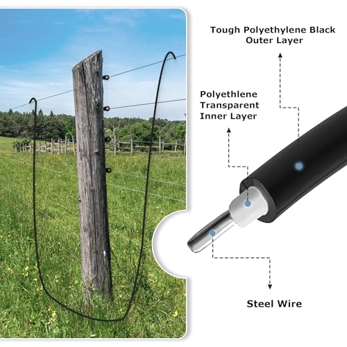 12 ½ Gauge Eeletric Fence Double Insulated Underground Wire, 2.5mm Underground Hard Cable, Direct Burial Electric Fence Wire, 50ft - size: 50 Ft