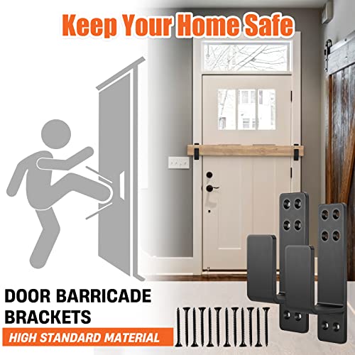 2x4 Door Barricade Brackets, Heavy Duty 2pcs, Black | Door Bar Holder Brackets for Home Security - color: Black