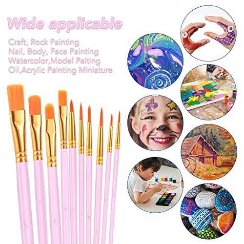 ESRICH 160PCS Pink Paint Brushes, Paint Brush for Acrylic Painting | Artist Paintbrushes for Oil Watercolor, Body Face Rock Canvas, Small Paint Brushes for Kids - color: Pink, size: 160