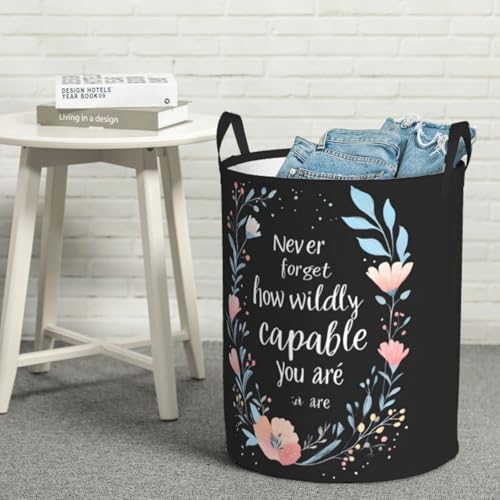 Laundry Basket Encourage Word Collapsible Large Capacity,63l Dirty Clothes Basket Durable Lightweight Hamper With Handles Ideal For Clothes,Toys Home Organization size19.6"L x 15.7"W - color: encourage