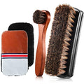 4 Pcs Horsehair Shine Shoes Brush Kit Polish Dauber Applicators Cleaning Leather Shoes Boots Care Brushes Suede Cleaner Brush with Microfiber Shoe Gloves(4 Pcs Style D) - style: 4 Pcs Style D