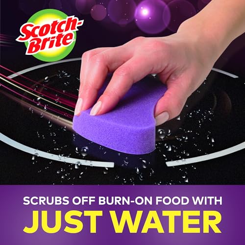 Scotch-Brite Glass Cooktop Pads, Scratch-Free & Non-Abrasive Scrubbers for Glass or Ceramic Stovetops, Cleans Burnt-On Messes with Just Water, Reusable Dishwasher-Safe Design (6 Pads) - size: 6 Pads