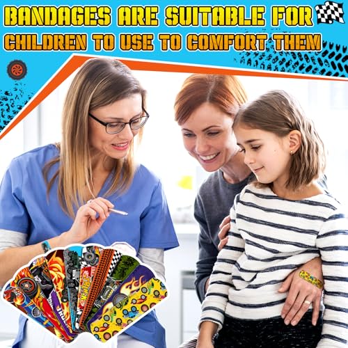 Panelee 120 Pcs Kids Dog Farm Animal Adhesive Bandages Monster Construction Trucks 20 Styles Puppy Cute Waterproof Breathable Bandages for Kids Girl Boy Children Toddler(Monster Trucks) - style: Monster Trucks