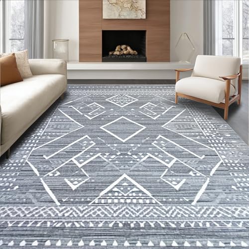 Flatwoven High Traffic Area Rug 8x10, Sanitizing Mat for Shoes Indoor Entryway Disinfecting Floor Rug, Non Slip, Stain Resistant, Washable Area Rugs for Living Room, Bedroom (Gray, 8x10) - color: Gray/Pattern 2, size: 8' x 10' (Rectangular)