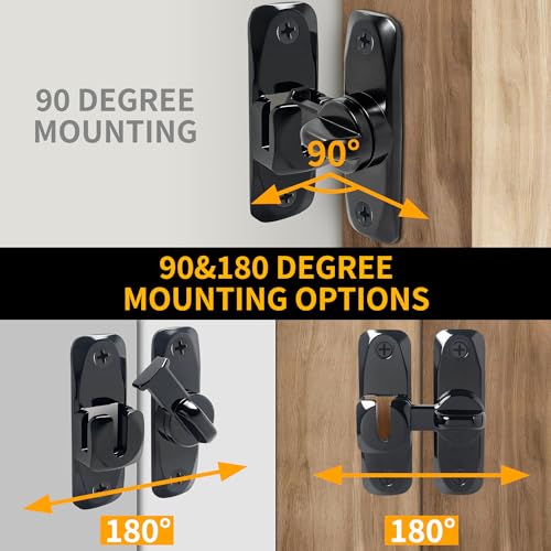 Barn Door Latch 90/180 Degree Barn Door Lock, Thickened Anti-Rust Flip Gate Latch Sliding Barn Door Lock Latch for Cabinets, Barn Door, Bathroom, Garden Doors