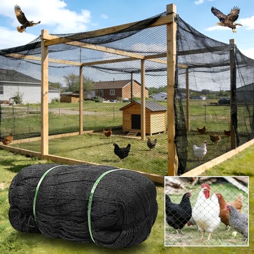 25x50ft Heavy Duty HDPE Poultry Netting,2.4" Bird Netting for Chicken Coop Run Chicken Pen,Strong Chicken Run Net Against Hawk & Predator,Tangle-Free UV Resistant (25FT)