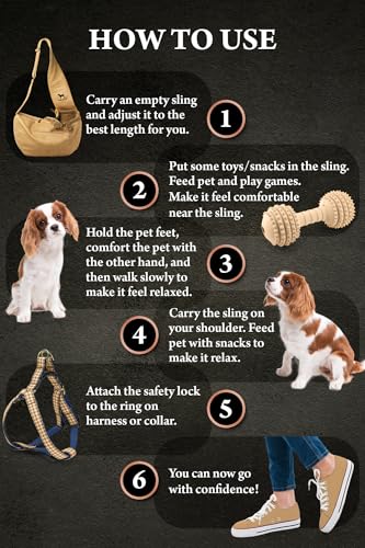 Noah & Paw Dog Sling Carrier for Small Dogs 5-18lb, Cat Carrier, Pet Sling with Adjustable Padded Strap, Vegan Leather Lined with Fur, 3X Safety Feature, Machine Washable - color: Beige, size: 18.0"L x 10.0"W x 5.5"H