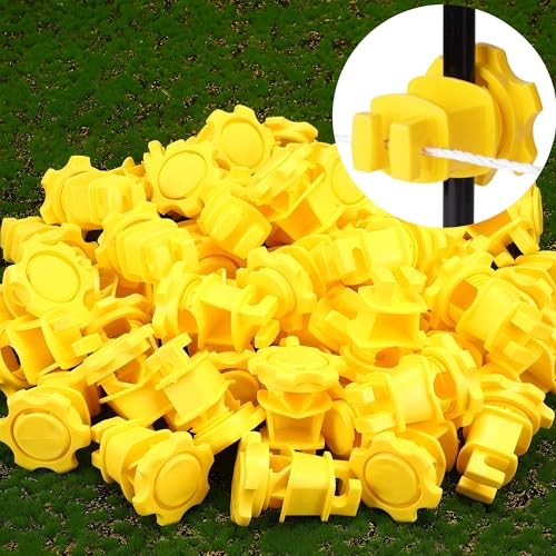 50 Pcs Yellow Rod Post Insulator, Electric Fence Insulators Screw Tight Round Fence Post Insulator, Electric Fence Wire Holding Insulator - size: 50
