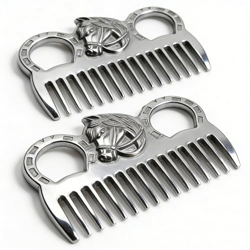 2PCS Horse Comb, Horse Mane and Tail Comb，Portable Aluminum Alloy Horse Comb