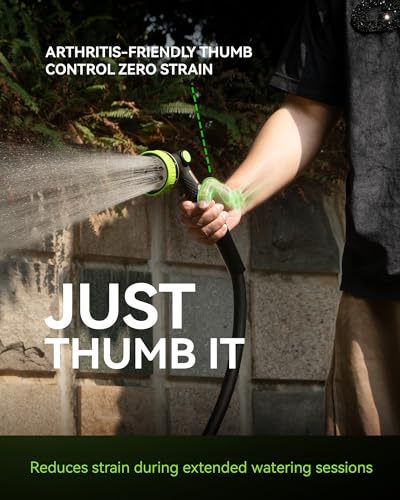 RAINPOINT Hose Sprayer Nozzle Heavy Duty - 8 Spray Patterns Garden Hose Nozzle with Adjustable Flow Control for Watering Plants, Washing Cars,Washing Pets, Thumb Control (Olive Green) - color: Olive Green