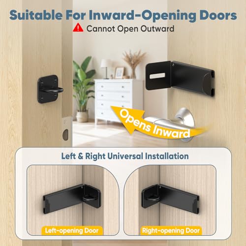 90 Degree Right Angle Door Locks, 3.3 Inch Thickened Sliding Hasp Latch for Inward Opening/Closet/Shed/Barn Door, Cabinet - Heavy Duty Latch for Home Security, Black, 1PC - color: Black, size: 3.3In-1PC