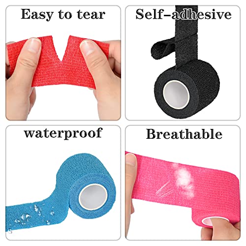 8 Pack 2 in x 5 Yards Cohesive Wrap Self Adhesive Bandage Wrap Elastic Self Adherent Bandage Self Stick Vet Tape for Athletic, Wrist, Ankle, Knees, Pets (Blue) - color: Blue, size: 2 Inch