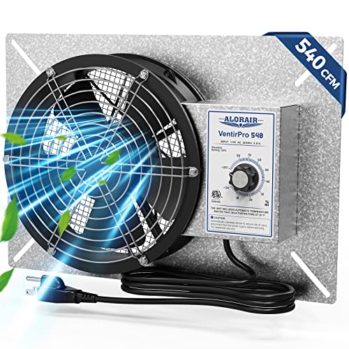 ALORAIR 540CFM Crawl Space Ventilator Fan with Humidistat & Thermostat | 8.7 Inch Basement Vent Fan with Freeze Protection, IP-55 Rated Isolation Mesh for Crawlspace, Garage, Attic, Exhaust - size: Medium