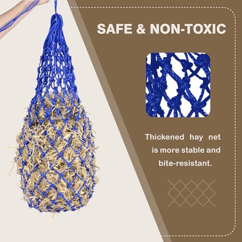 2PCS Slow Feeder Hay Nets Feed Bag for Horses, Extra Thick 40" Slow Feed Hay Net with 2" Holes Hanging Bags for Goat and Livestock Supplies (Blue - color: Blue |2PCS