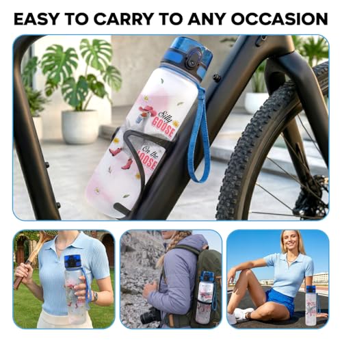 Silly Goose Water Bottle 32oz – Funny Goose Meme Hydration Bottle, Cute Animal Gift for Goose Lovers, Daily Motivation Drink Water Bottle - color: Silly Goose