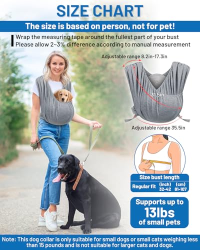Dog Sling Carrier for Small Pet, Hands Free Front Backpack, Black | Reduces Back & Neck Pain, Adjustable, Soft Cotton, Fit Dogs, Cats, Puppy up to 13 lb, Grey - color: Light Grey