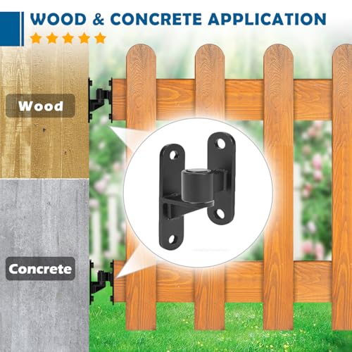 Gate Hinges Heavy Duty, Steel Hinges with Electroplated Coating, 2 Packs Wall Mount Gate Hinges for Fences & Farm Gates, Gate Hardware 600 lbs Capacity - color: Black 2Pack(4pcs)