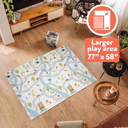 Nuby Reversible Baby Floor Mat | Car Tracks - style: Car Tracks