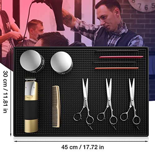 18x12in Barber Station Mat for Hair Styling Tools, Non-Slip Bar Service Mat | Flexible Rubber Mat for Clippers Salon Tools, Professional Heavy Duty Salon and Barbershop Work Station Pads - size: 18x12x0.4 Inch (Pack of 1)