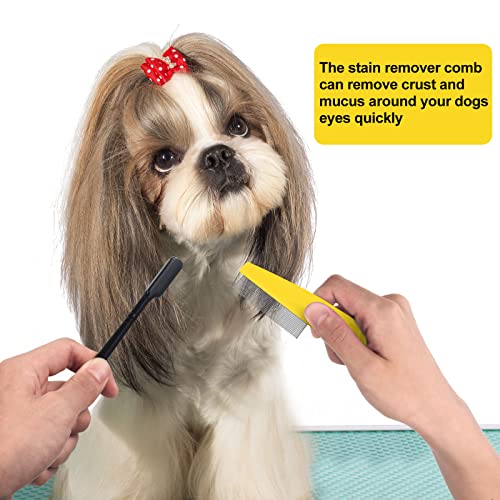 5 Pieces Dog Eye Combs Tear Stain Remover Combs Pet Grooming Comb for Small Dogs Gently Removing Eye Mucus and Crust (Yellow, Black) - color: Black,Yellow