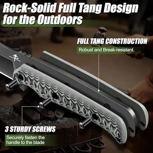 Purple Dragon Fixed Blade Knife - Full Tang Hunting Knife Gray | Kydex Sheath, Forged from a Single Piece of D2 Steel, G10 Handle, Gift Box - size: 3.2 inch