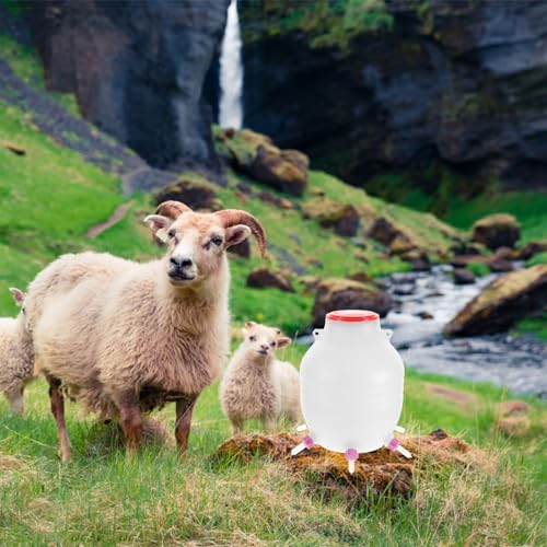 Mipcase Silicone Lamb Feeding Bottle Lamb Feeder Bucket with 8 Nipples Large Capacity Milk Feeder for Baby Goats Sheep Pig Dog Mule Donkey Horse Farm Animal Feeding Supplies