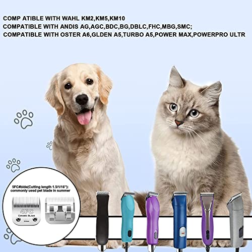 5PACK Dog Grooming Clipper Replacement Blades Compatible with Andis Clipper | For Oster A5/Wahl KM Series Dog Clipper with Ceramic Blade & Stainless Steel Blade (#10+5FC+7FC+3FC+4FC) - color: #10+5fc+7fc+3fc+4fc