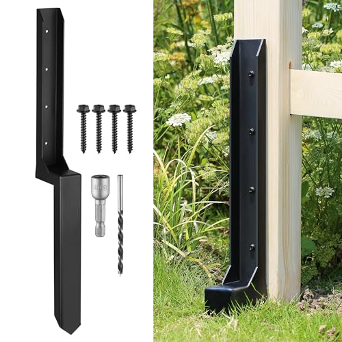 Fence Post Repair Kit, Heavy Duty One-Piece Steel Anchor & Stakes for Repair Broken Tilted Leaning Wood Posts, Rust-Proof Easy Installation, Upgraded 11-Gauge Thickness (1 Pack) - color: 1 Pack