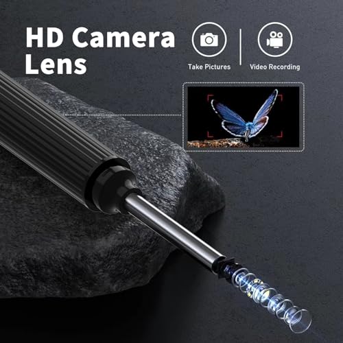 Ear Wax Removal Tool Camera, Wireless Ear Cleaner with 1080P Otoscope & LED Light, Visual Earwax Removal Kit with Soft Silicone Tips, Ear Camera for iOS & Android (Black) - color: Black