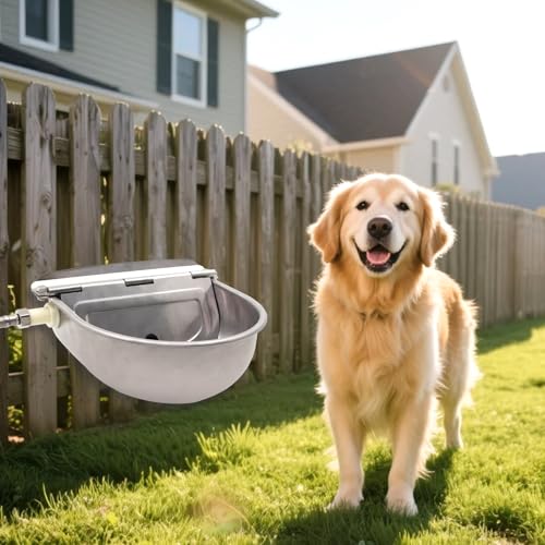 Automatic Waterer 304 Stainless Steel Float Valve for Chicken Dog Livestock | Self-Filling Water Trough with Bottom Drain Hole & 39" Hose (3/4'') for Horse, Goat, Cattle, Sheep, Cat, Poultry, Pig | 2.5L