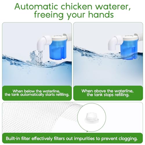 Automatic Chicken Waterer,Valve-Controlled Large Watering System with Stainless Steel Metal Hose,Suitable for Quail,Ducks,and Other Poultry，Hanging/Standing Use