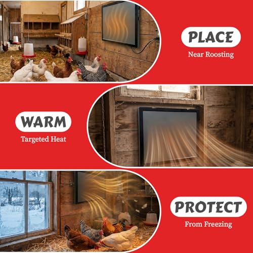 My Favorite Chicken Radiant Chicken Coop Heater – 100-Watt Flat Panel Heater for Chickens, Energy-Efficient Chicken Coop Heater for Winter, Safe Radiant Heat Panel