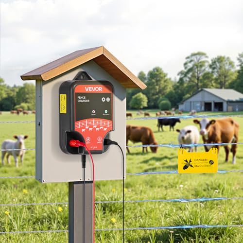 VEVOR Electric Fence Charger, 10kV 2J, AC DC Electric Fence Energizer with LED Indicator, 1.86 Miles Range, Powerful Plug-in Fences Charger, Prevents Wild Animals Intrusion for Livestock Poultry - style: 2J