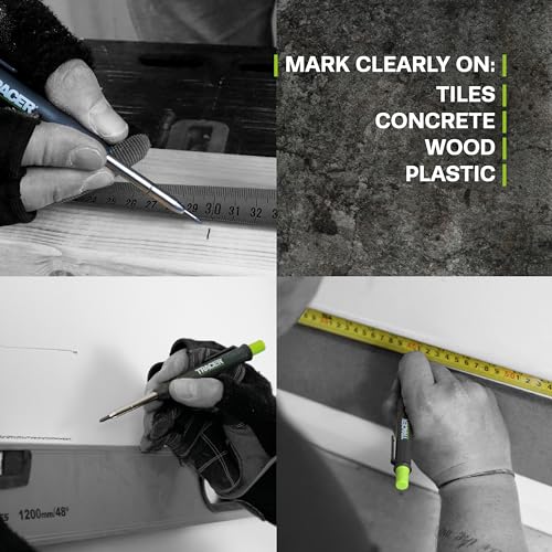 Tracer 2.8mm Carpenters Pencil Deep Hole Construction Pencil | Site Holster and Pencil Sharpener Carpenter Pencils Mark Up to 5.7 Inches Woodworking Pencil - Lapiz de Construccion - style: Pencil