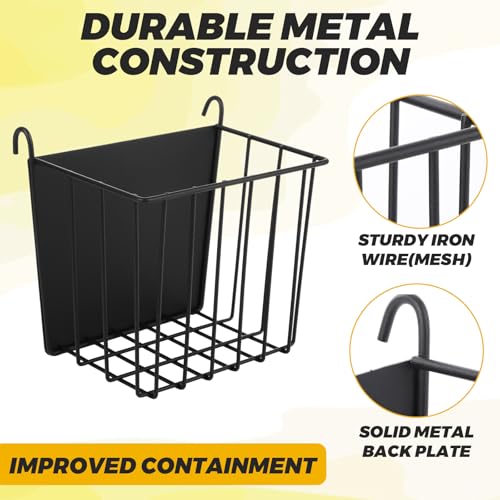 3-Pack Rabbit Hay Feeder, Metal Bunny Hay Rack with Hanging Hooks, Durable Iron Hay Feeder for Rabbit, Guinea Pig & Chinchilla Cages, Black, 6.9" x 4.7" x 6.7"