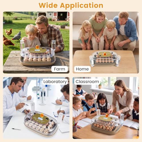 Egg Incubators for Hatching Eggs, for Chicken, Duck & Quail Eggs | | Hold 12-42 Eggs | Temperature & Humidity Control | Automatic Egg Turning | Egg Candler | 2 Water Bottles | Air Vents |