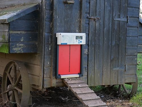 ChickenGuard AIO Complete Automatic Chicken Coop Door Plus AA Batteries | Battery-powered automatic chicken door opener with timer/light sensor, anti-pinch, weather-resistant anti-lift aluminum door