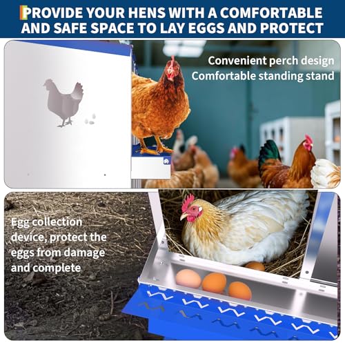 Garvee Chicken Nesting Box, 8 Compartment Nesting Boxes for Chickens, Easy to Clean and Install, Chicken Laying Boxes for Chicken Coop to Protect Eggs, Blue - color: blue, size: 8 holes
