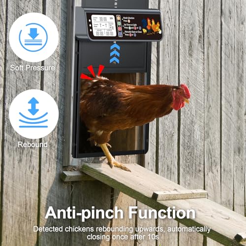 Automatic Chicken Coop Door Solar Powered with Timer & Light Sensor | Automatic Chicken Door with LCD Display, Solar Chicken Coop Door with Remote Control, Anti-Pinch Function & Made of Al-Alloy - color: Black
