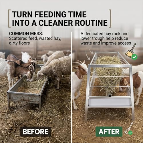 Heavy Duty Metal,77 Gallon Galvanized Dual Livestock Feeding Trough 59 Inch Anti-Waste Feeder for Sheep Goats Cattle Farm