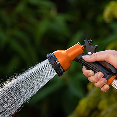 Besiter Garden Hose Nozzle Sprayer: 2 Pack 10 Watering Patterns Spray Nozzles Heavy Duty Hose Head Hose Attachment - color: Blue Orange