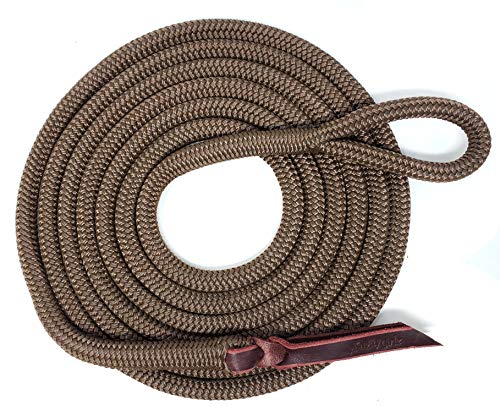 Double Braid Lead Rope with Eye Splice Loop, 12-14FT Lengths (Brown, 12 ft.) - color: Brown, size: 12 ft.