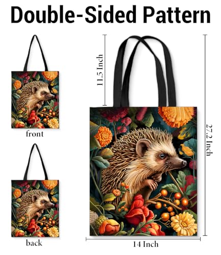 Vintage Botanical Animal Canvas Tote Bag for Women, Aesthetic Floral Animal Reusable Shoulder Bag for Shopping - color: 9