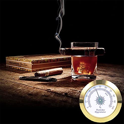 Round Cigar Hygrometer - Humidor & Cigar Box/Cabinet 2 in Gold