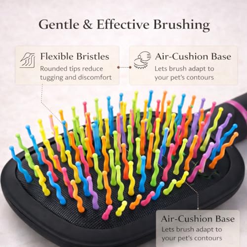 Adkoat® 2PCS Rainbow Air Cushion Grooming Brush for Horses Dogs Cats | Gentle Comb for Mane | Tail | Long Fur – Wave Bristle Massage Tool for Shedding, Knots & Circulation