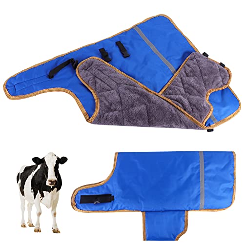 Fleece Calf Blankets Jacket for Calves - Calf Coat Keep Warmming, Soft Calf Cow Goat Dog Warm Clothes Comfortable Freezing Resistance Cold Proof Oxford Cloth Waterproof - color: Blue Yellow