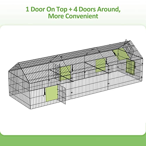 INJOPEXI Metal Chicken Coop 130"×40"×39" Chicken Runs for Yard with Cover Chicken Playpen Enclosure Chicken Pen Kennel Duck Coop Cage for Outdoor Backyard Farm Rabbit Dog Cat Small Animal Poultry